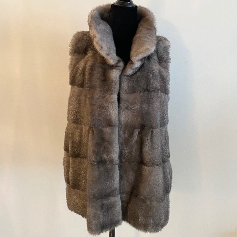 🖤🖤Punto leather Authentic Gray Mink Fur🖤🖤 Black Friday